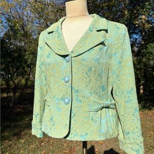 Sara Campbell Green and Blue Floral Blazer